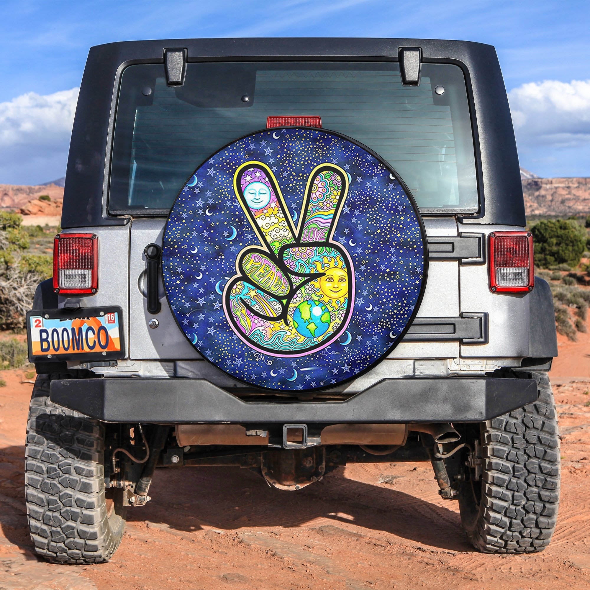 Finger Colorful Peace Sign Spare Tire Covers Gift For Campers Nearkii