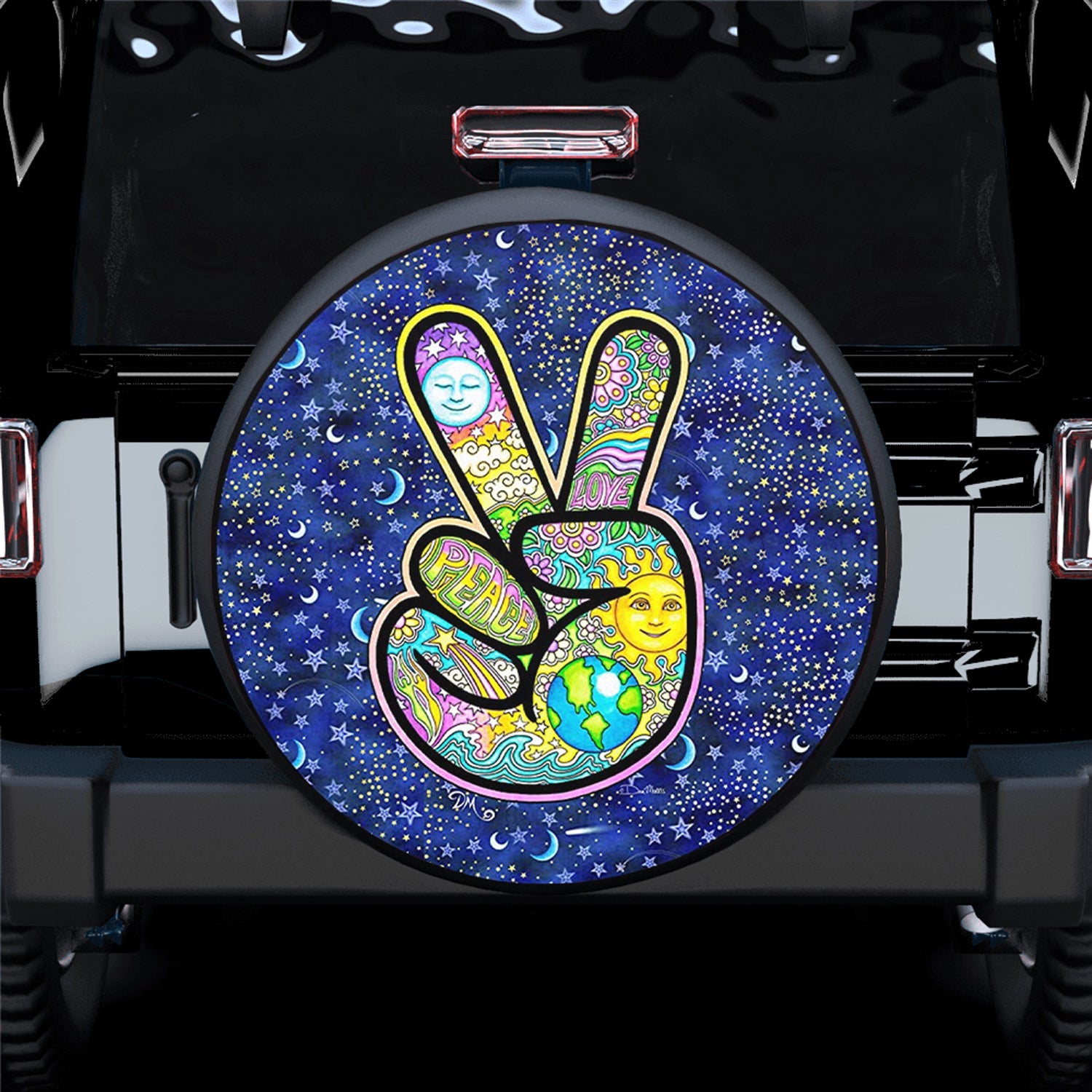 Finger Colorful Peace Sign Spare Tire Covers Gift For Campers Nearkii