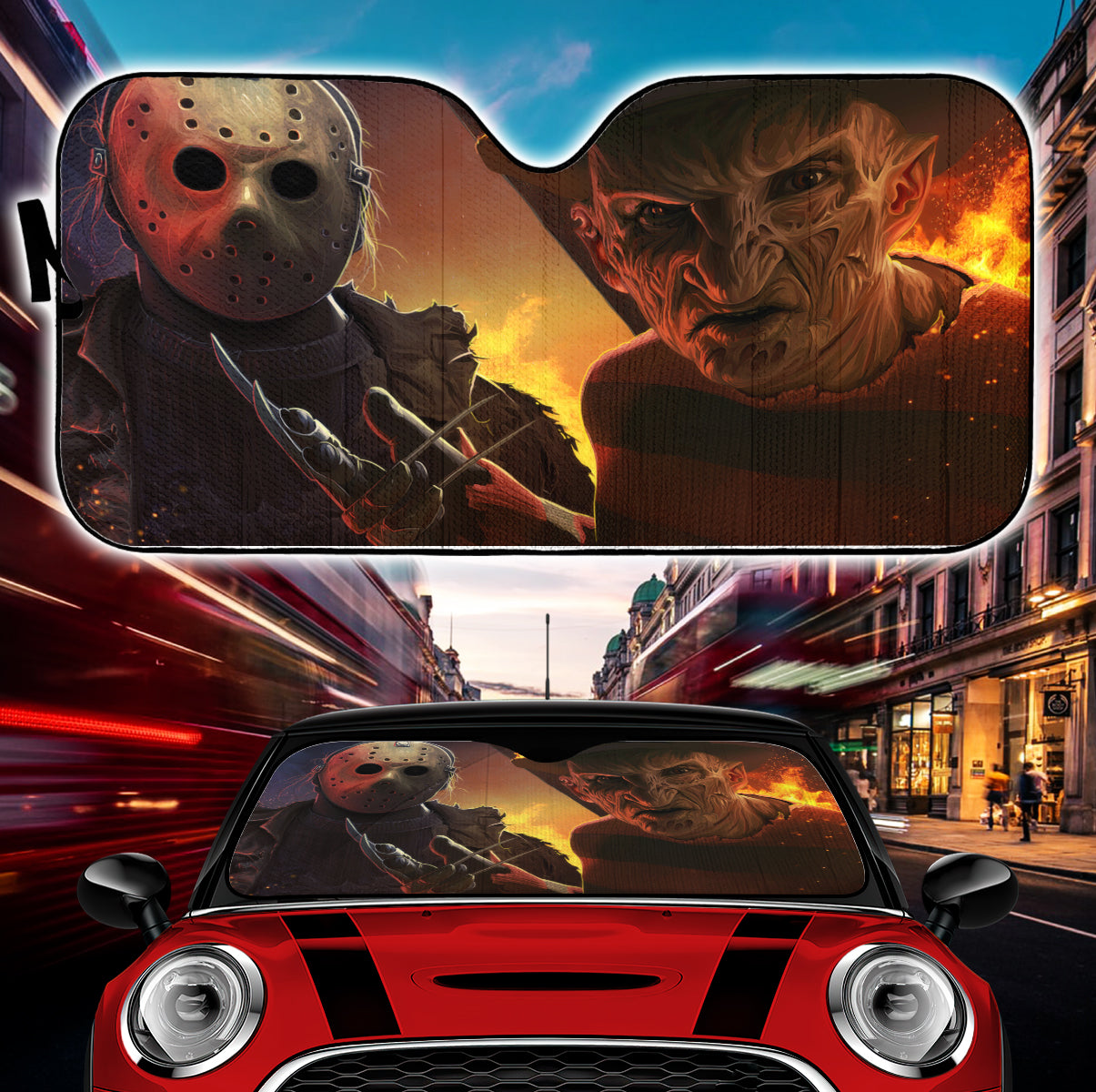 Jason Voorhees And Jason Voorhees Friday 13th Horro Movie Car Auto Sunshades Nearkii