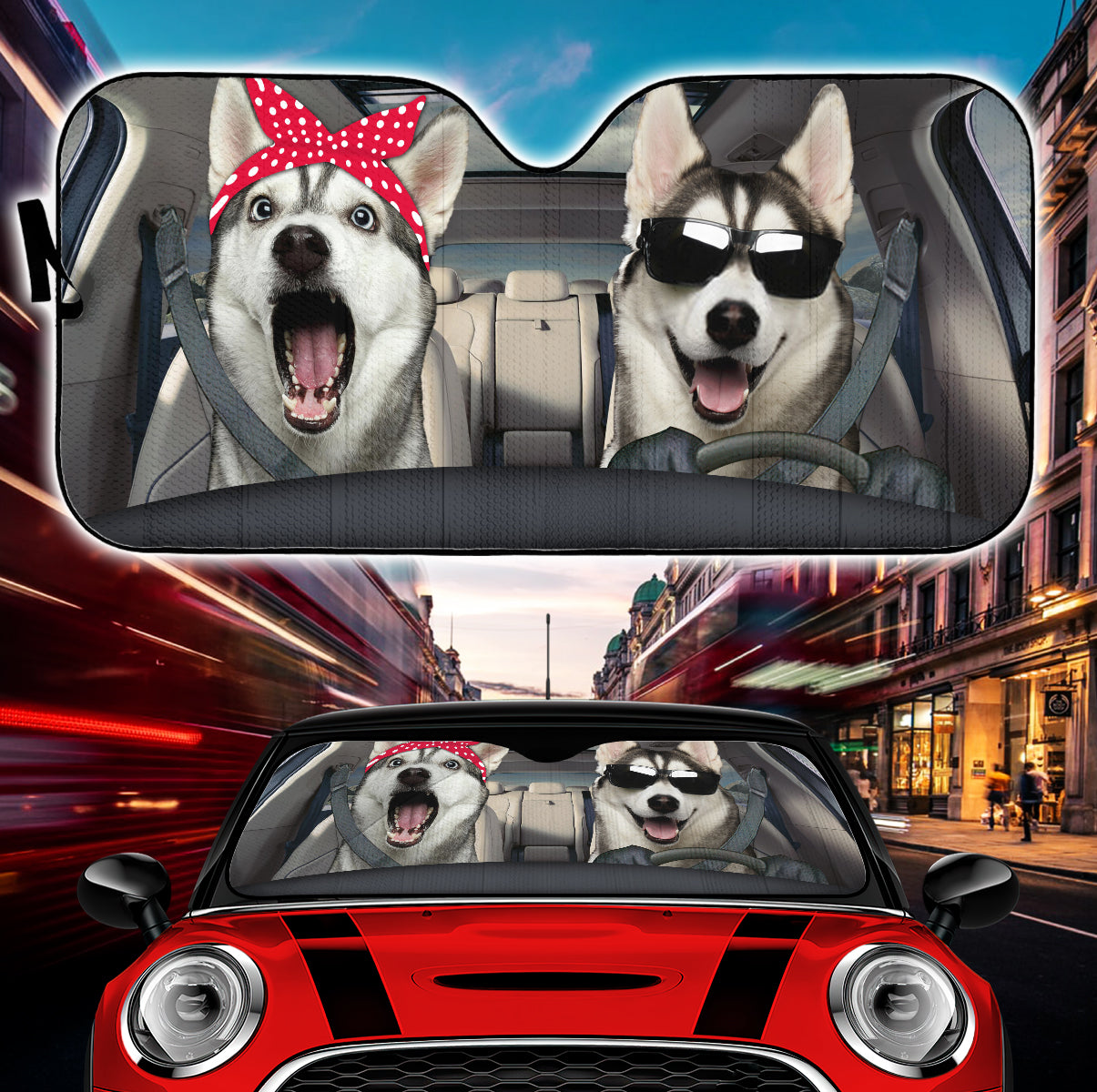 Funny Husky Couple Car Auto Sunshades Nearkii