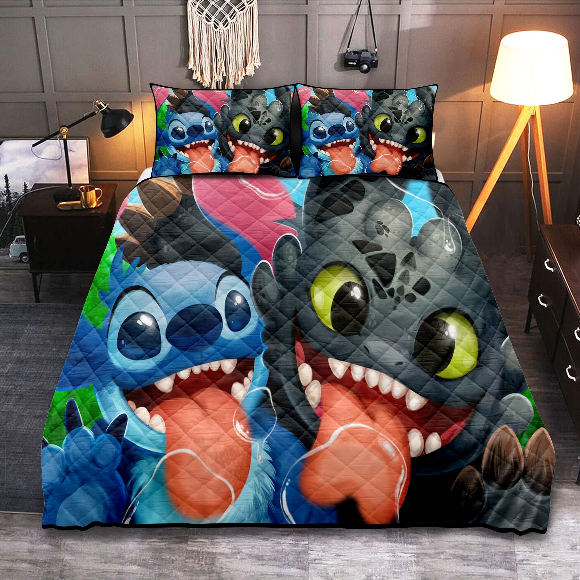 Funny Stitch And Toothless Quilt Bed Sets Nearkii