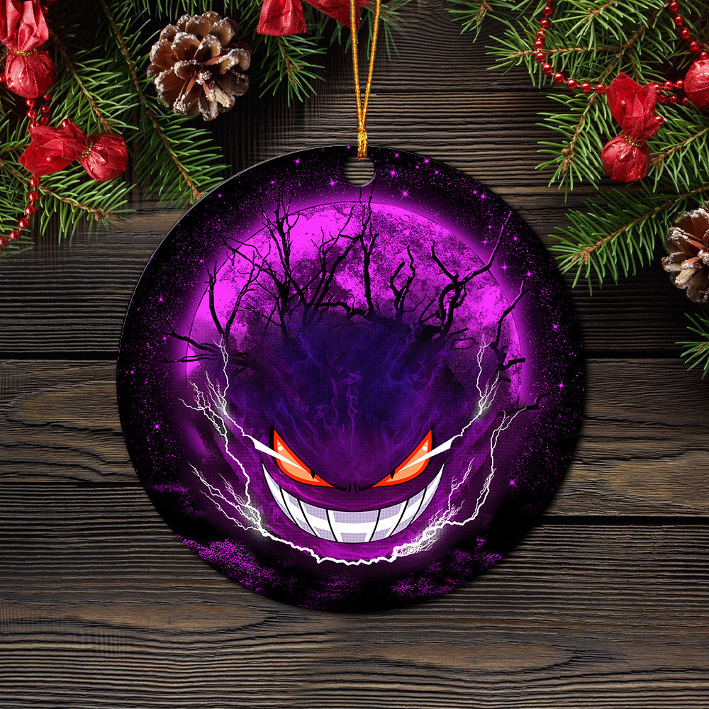 Gengar Pokemon Ghost Scary Moonlight Mica Circle Ornament Perfect Gift For Holiday Nearkii