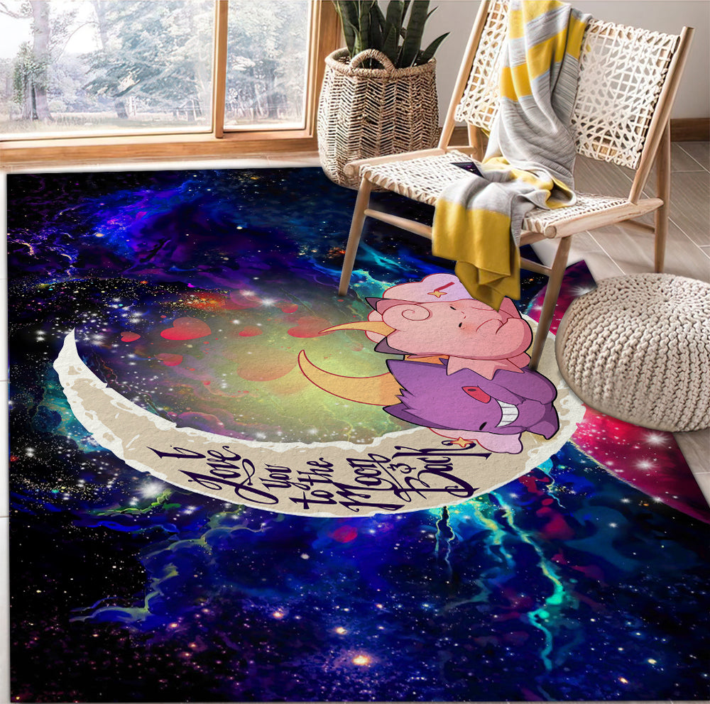 Gengar And Clefable Cute Pokemon Love You To The Moon Galaxy Rug Carpet Rug Home Room Decor Nearkii