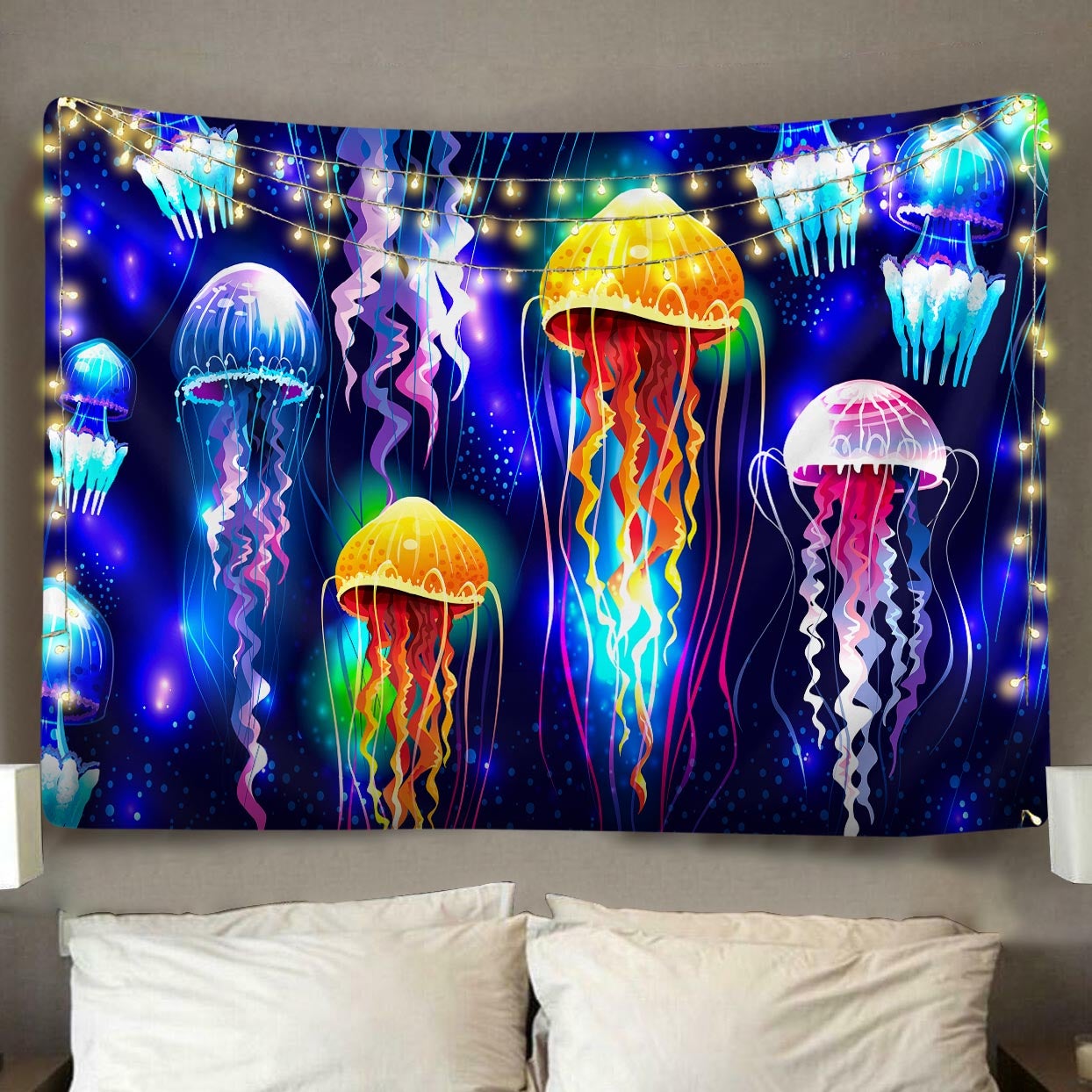 Jellyfishes Glowing Underwater Tapestry Room Decor Nearkii