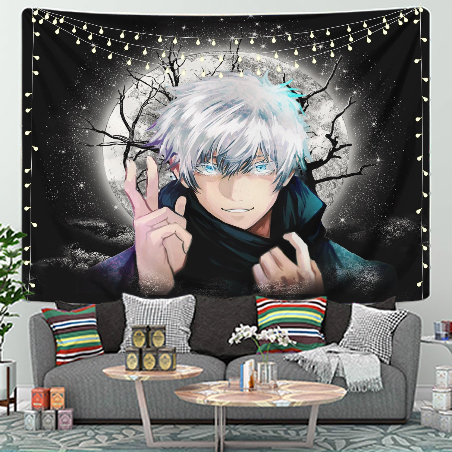 Gojo Jujutsu Kaisen Moonlight Tapestry Room Decor Nearkii