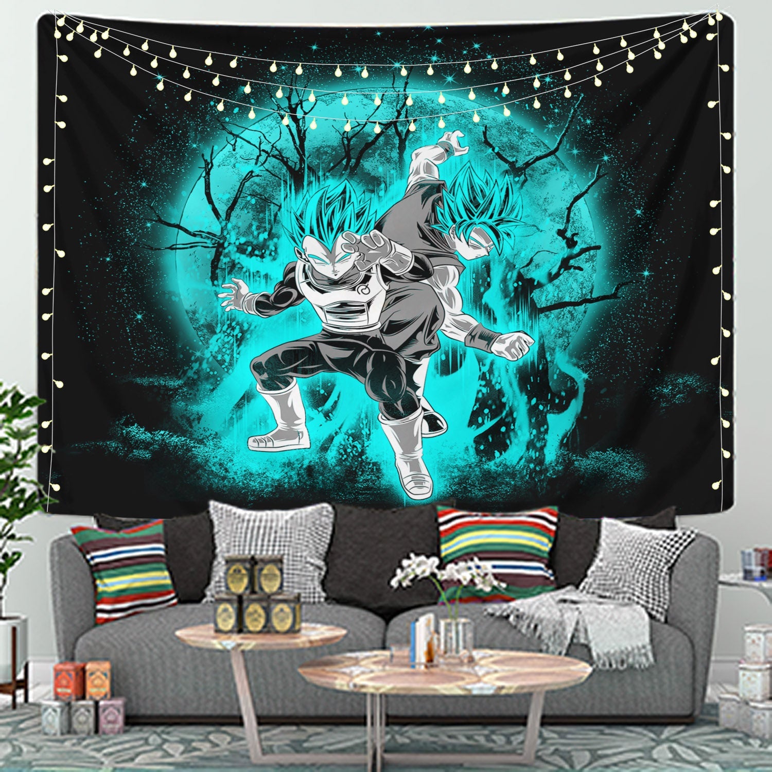 Goku Vegeta Moonlight Tapestry Room Decor Nearkii