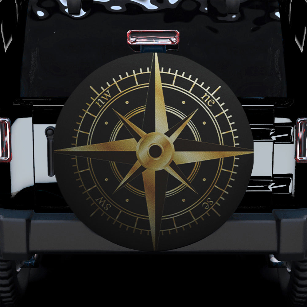 Golden Compass With Black Car Spare Tire Cover Gift For Campers Nearkii