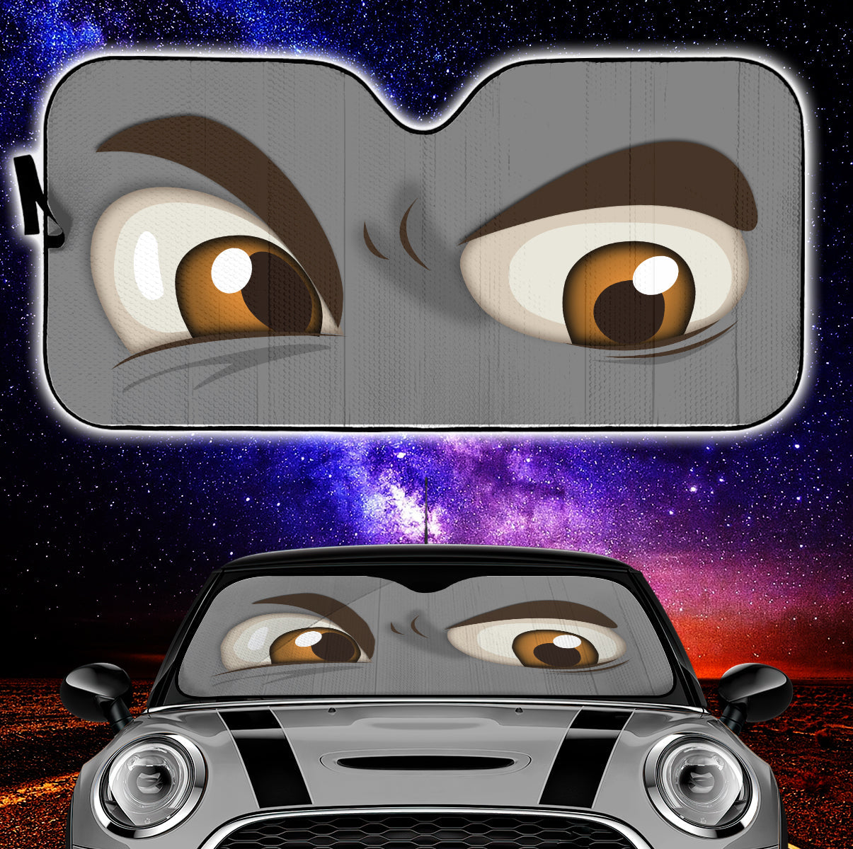 Gray Challenging Cartoon Eyes Car Auto Sun Shades Windshield Accessories Decor Gift Nearkii