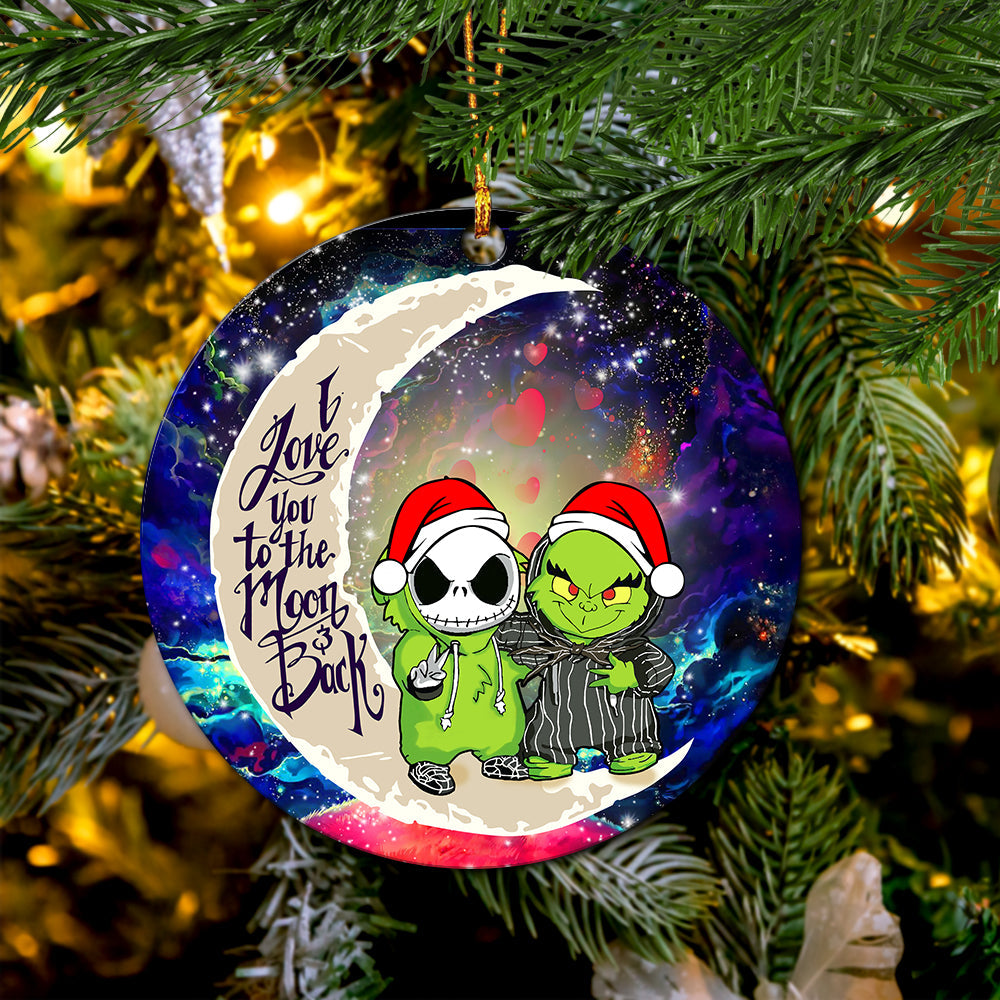 Grinch And Jack Nightmare Before Christmas Love You To The Moon Galaxy Mica Circle Ornament Perfect Gift For Holiday Nearkii