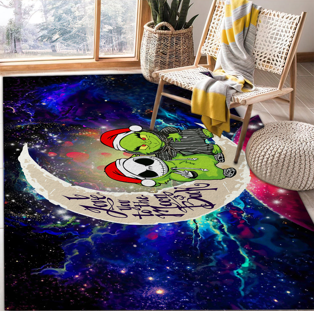 Grinch And Jack Nightmare Before Christmas Love You To The Moon Galaxy Rug Carpet Rug Home Room Decor Nearkii