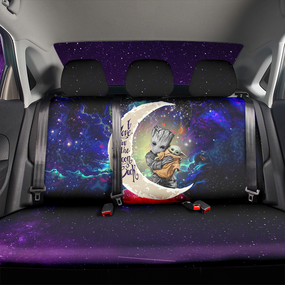 Groot Hold Baby Yoda Love You To The Moon Galaxy Premium Custom Car Back Seat Covers Decor Protectors Nearkii