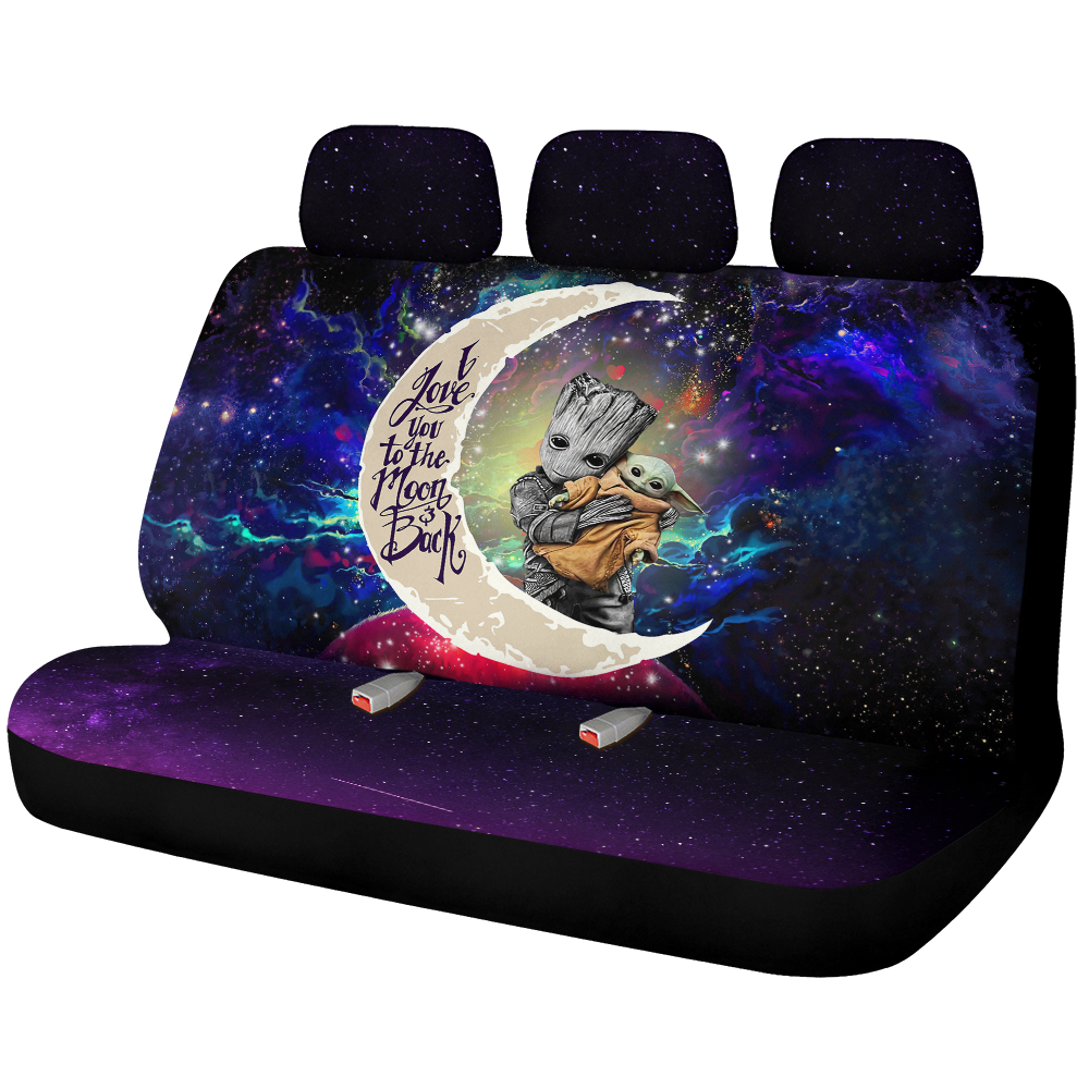 Groot Hold Baby Yoda Love You To The Moon Galaxy Premium Custom Car Back Seat Covers Decor Protectors Nearkii