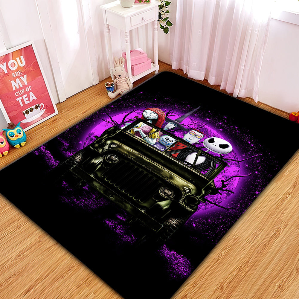 Halloween Nightmare Before Christmas Ride Jeep Funny Anime Moonlight Rug Carpet Rug Home Room Decor Nearkii