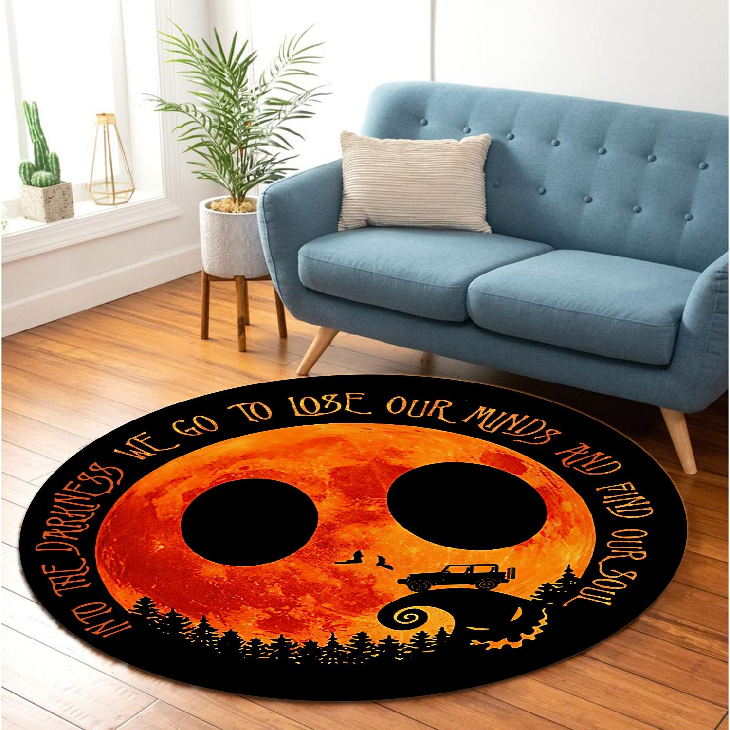 Halloween Jeep Into The Darkness Nightmare Christmas Round Carpet Rug Bedroom Livingroom Home Decor Nearkii