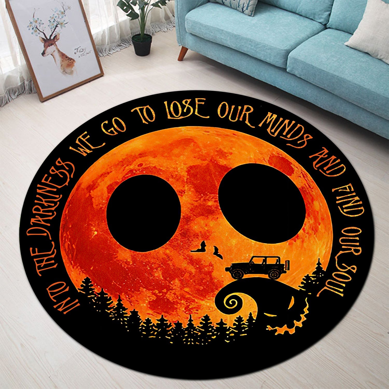 Halloween Jeep Into The Darkness Nightmare Christmas Round Carpet Rug Bedroom Livingroom Home Decor Nearkii