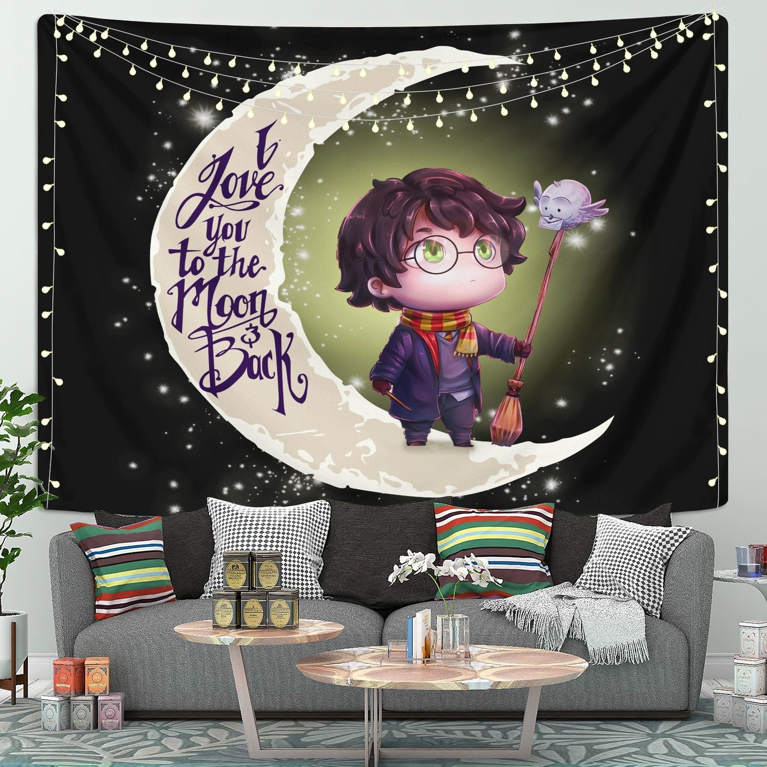 Harry Potter Chibi Love You To The Moon Tapestry Room Decor Nearkii