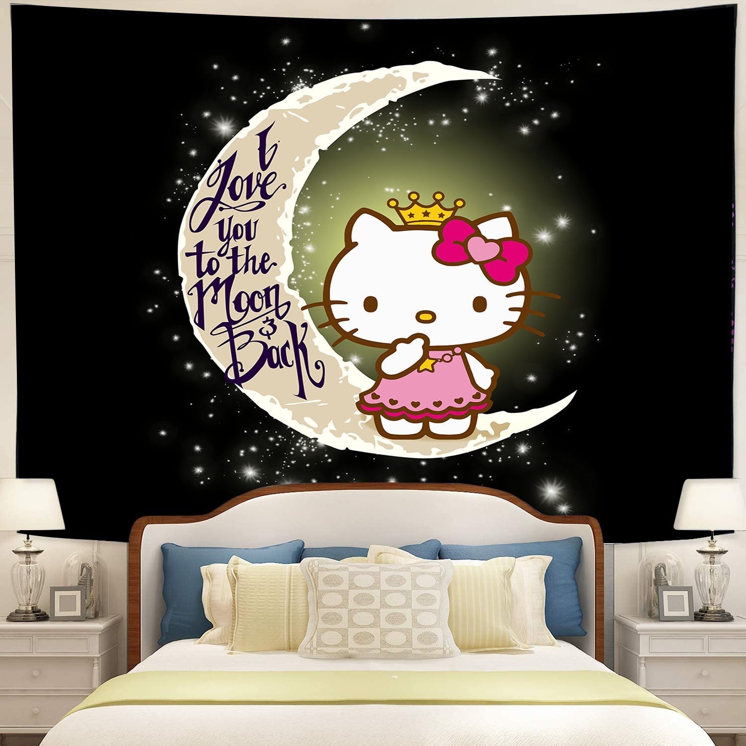 Hello Kitty Love You To The Moon Tapestry Room Decor Nearkii