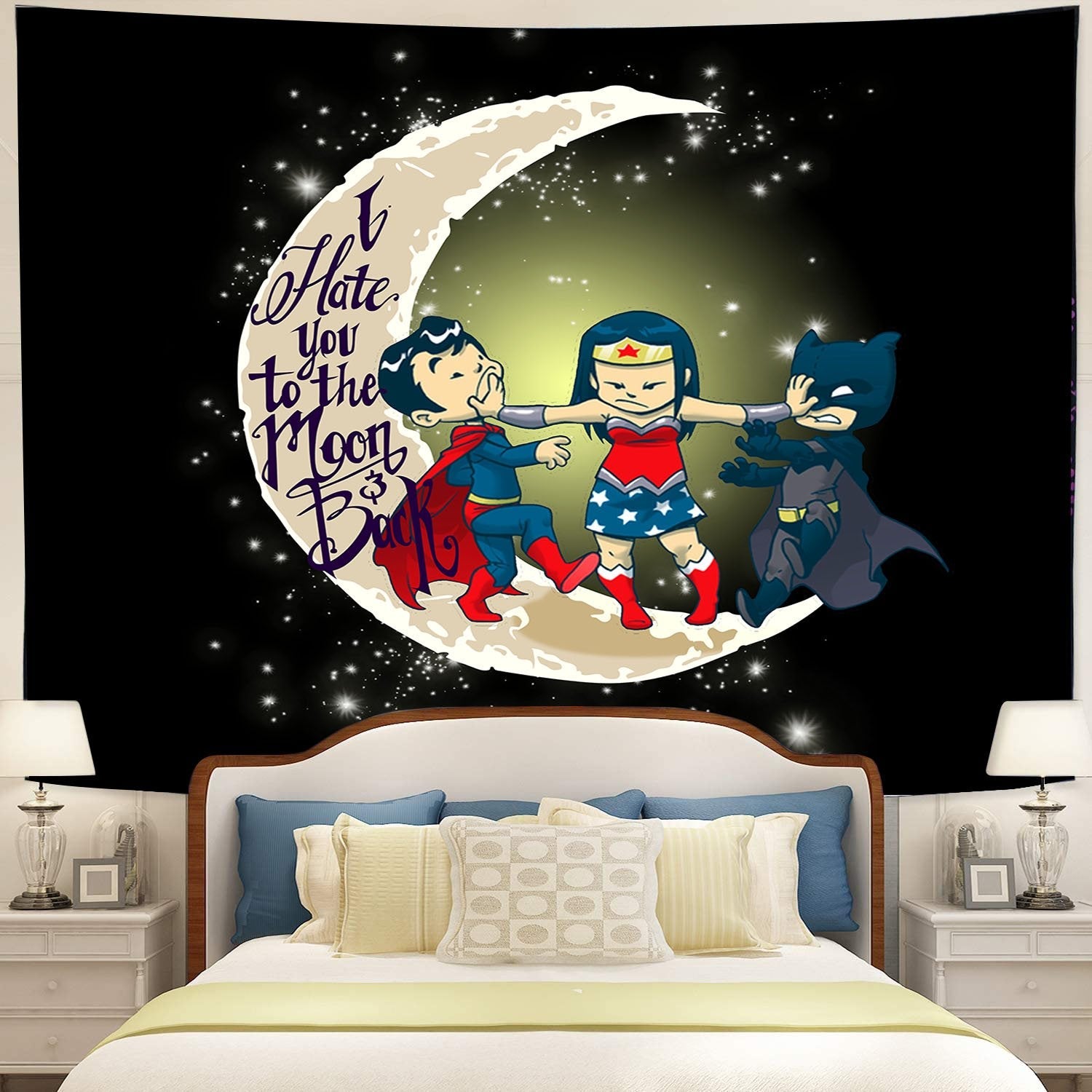 Heroes Funny Love You To The Moon Tapestry Room Decor Nearkii