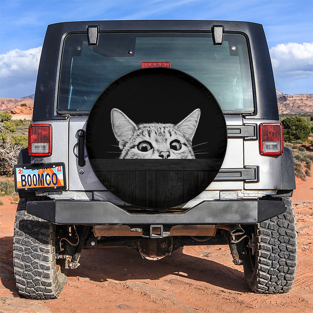 Hiding Cat Car Spare Tire Cover Gift For Campers Nearkii