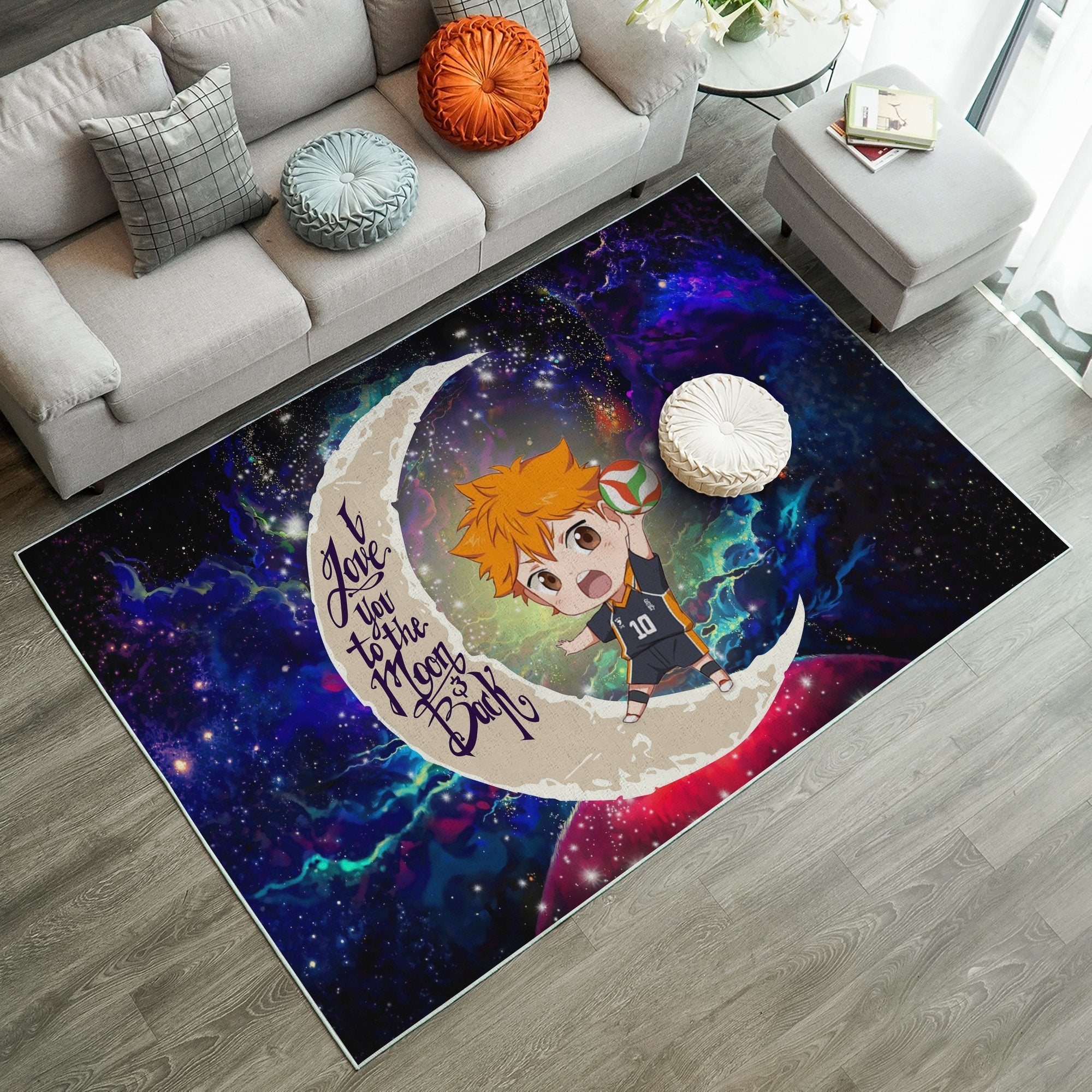 Hinata Haikyuu Love You To The Moon Galaxy Carpet Rug Home Room Decor Nearkii