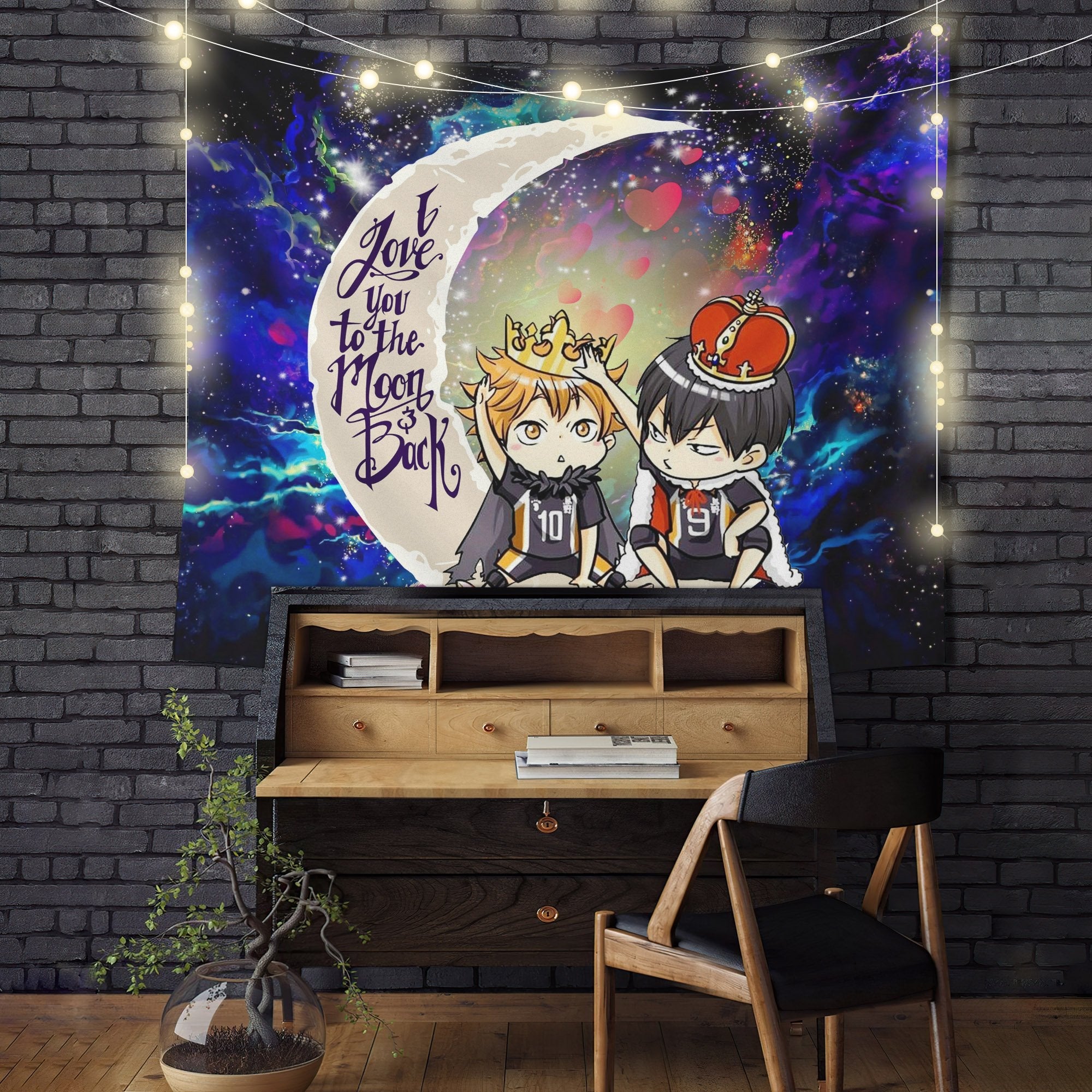 Hinata And Tobio Haikyuu Moon And Back Galaxy Tapestry Room Decor Nearkii