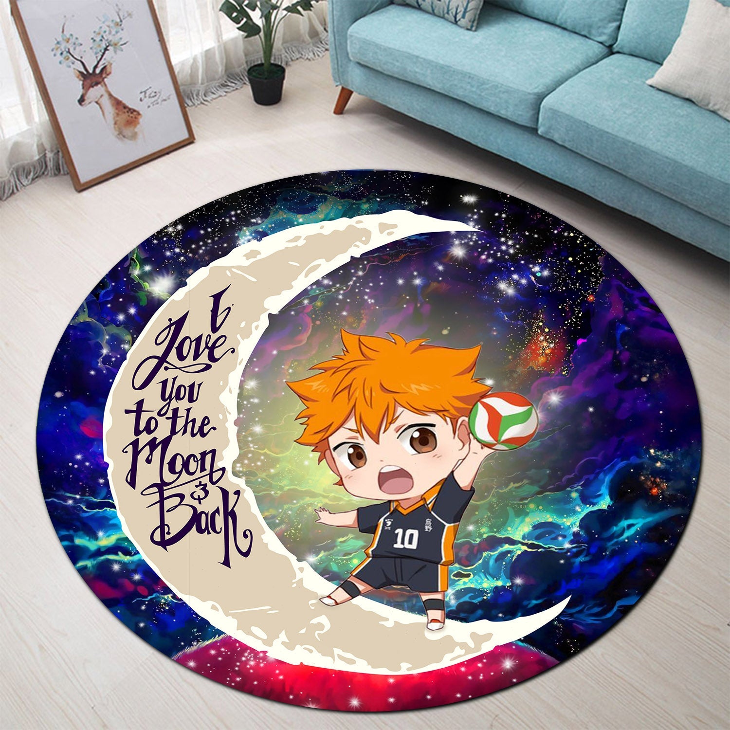 Hinata Haikyuu Love You To The Moon Galaxy Round Carpet Rug Bedroom Livingroom Home Decor Nearkii