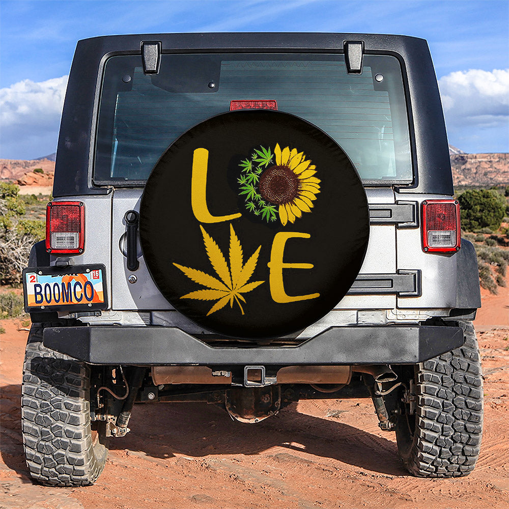 Hippie Flower, Sunflower Cat Car Spare Tire Cover Gift For Campers Nearkii