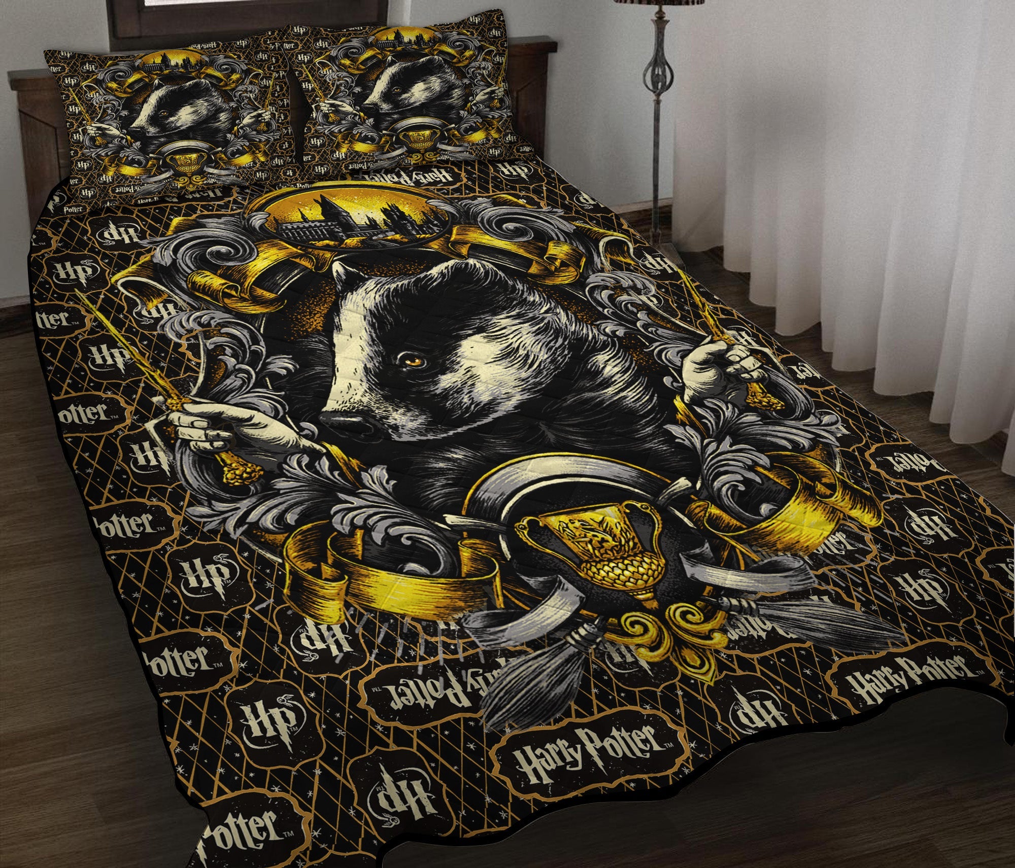 Hufflepuff Harry Potter Model Quilt Bed Sets Nearkii