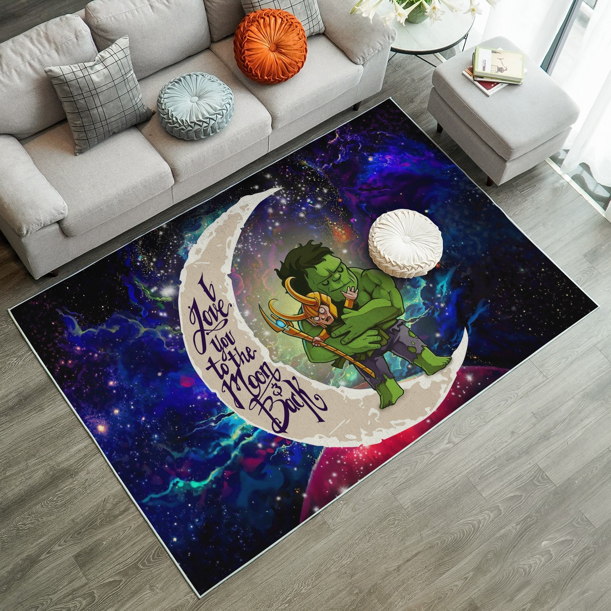 Hulk And Loki Love You To The Moon Galaxy Carpet Rug Home Room Decor Nearkii