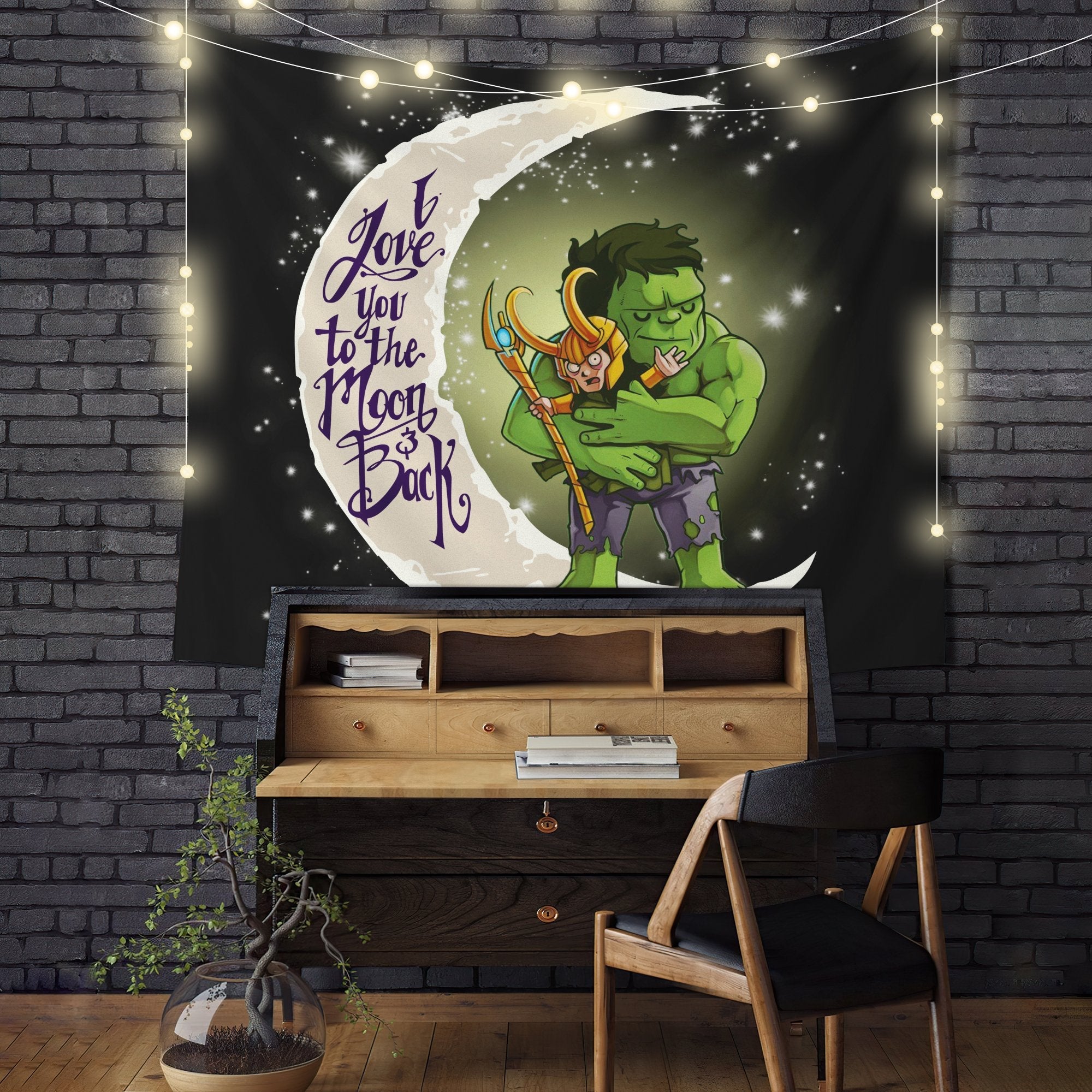 Hulk And Loki Love You To The Moon Tapestry Room Decor Nearkii