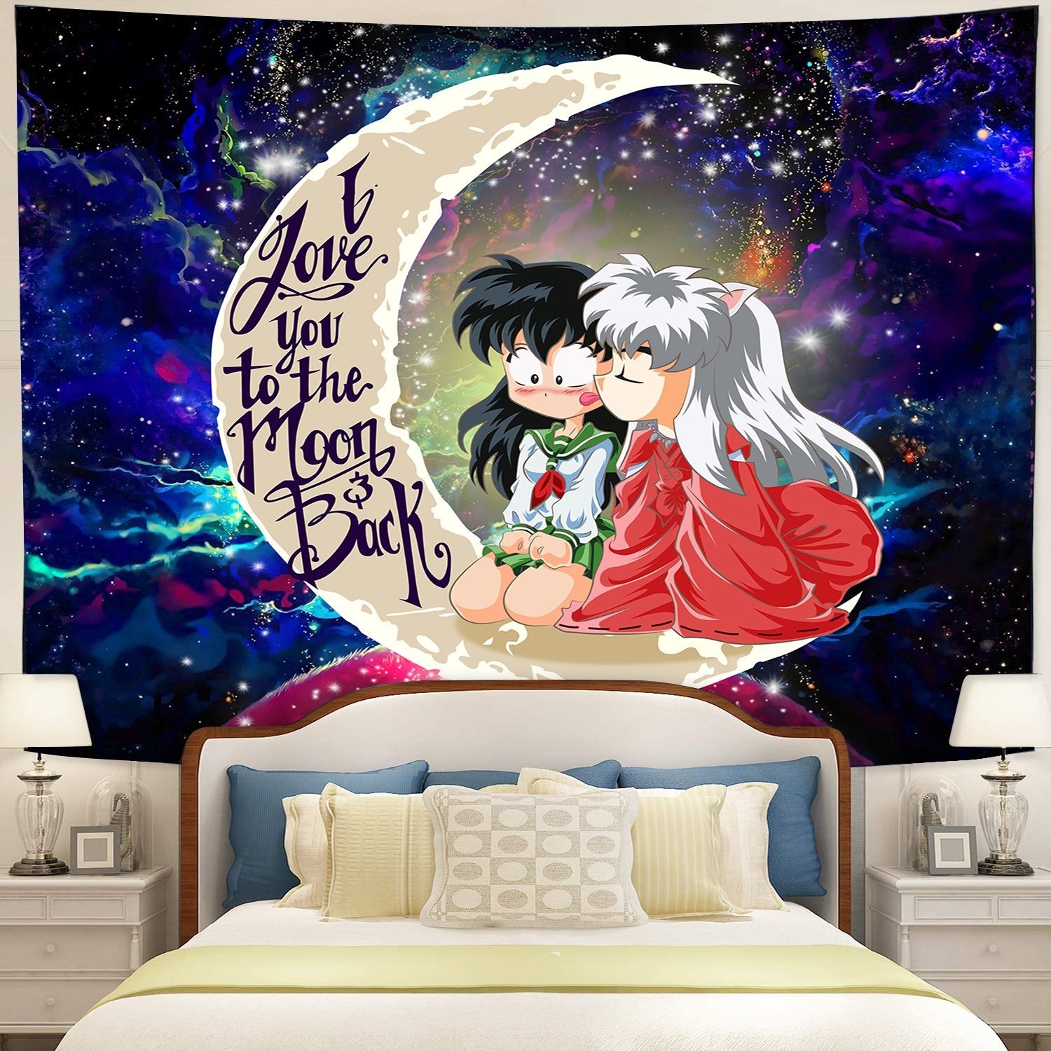 Inuyasha Love You To The Moon Galaxy Tapestry Room Decor Nearkii