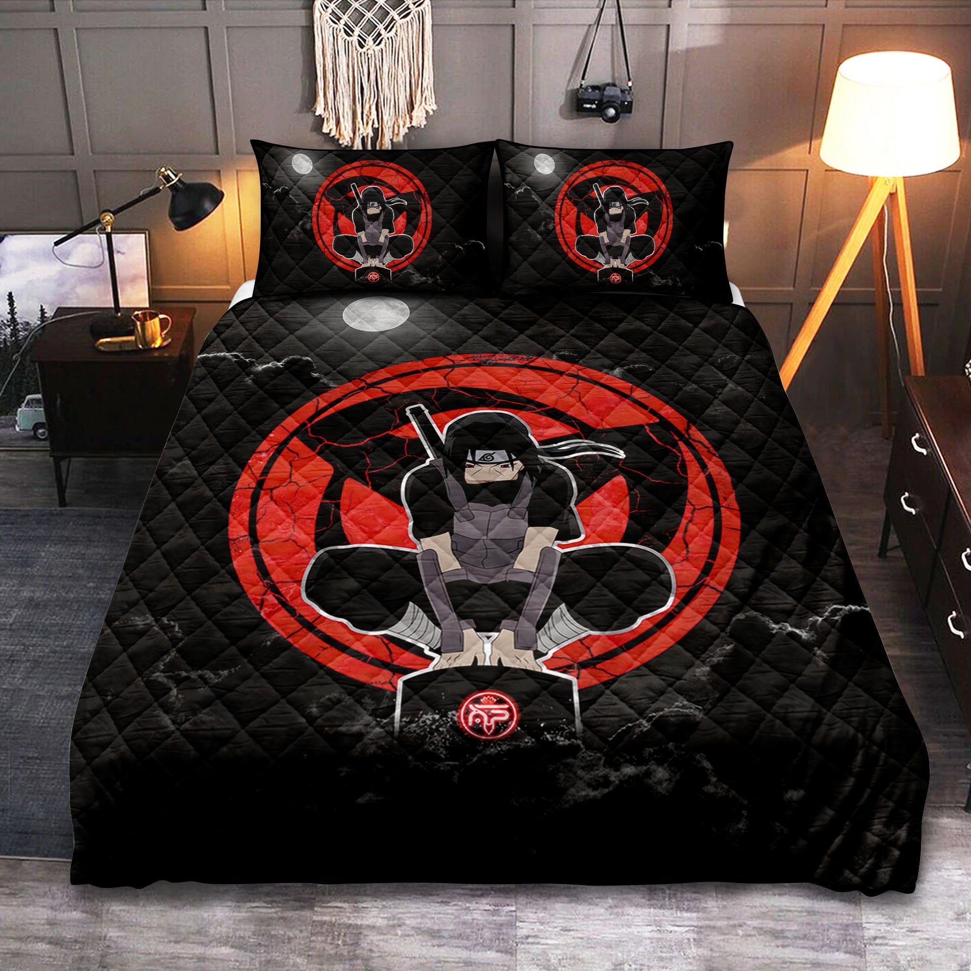 Itachi Anbu Sharingan Accessories Premium Custom Quilt Bed Sets Nearkii