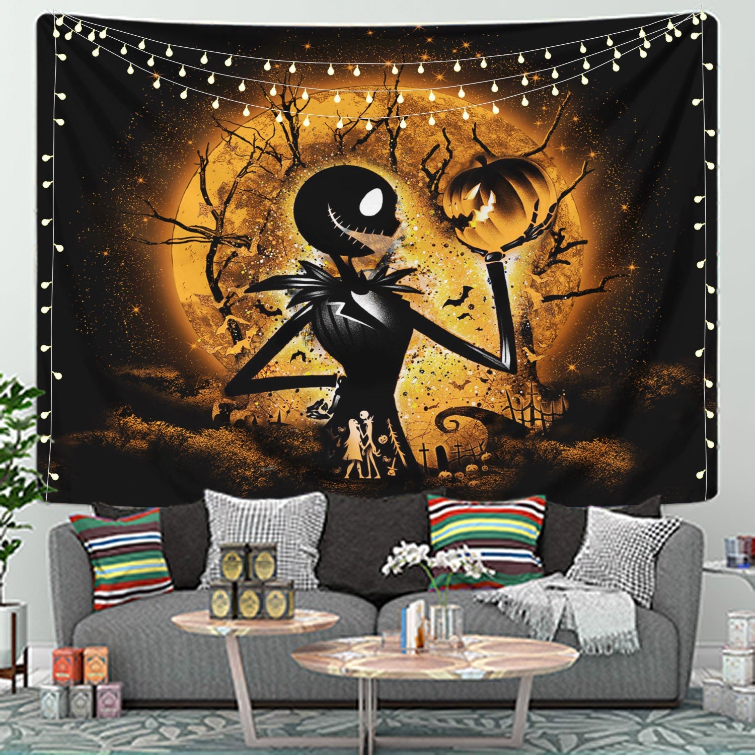 Jack Skellington Nightmare Before Christmas Moonlight Tapestry Room Decor Nearkii