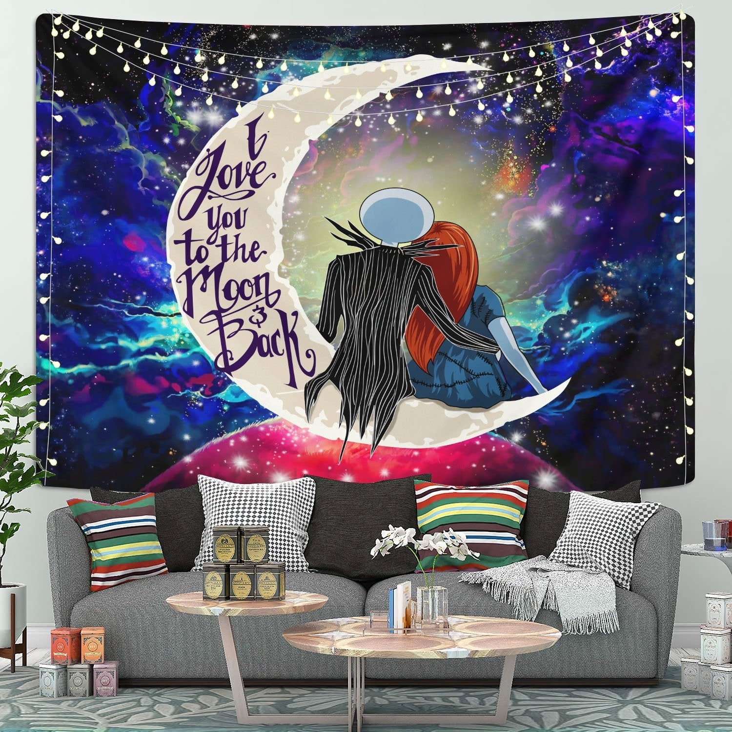 Jack And Sally Night Mare Moon And Back Tapestry Room Decor Nearkii