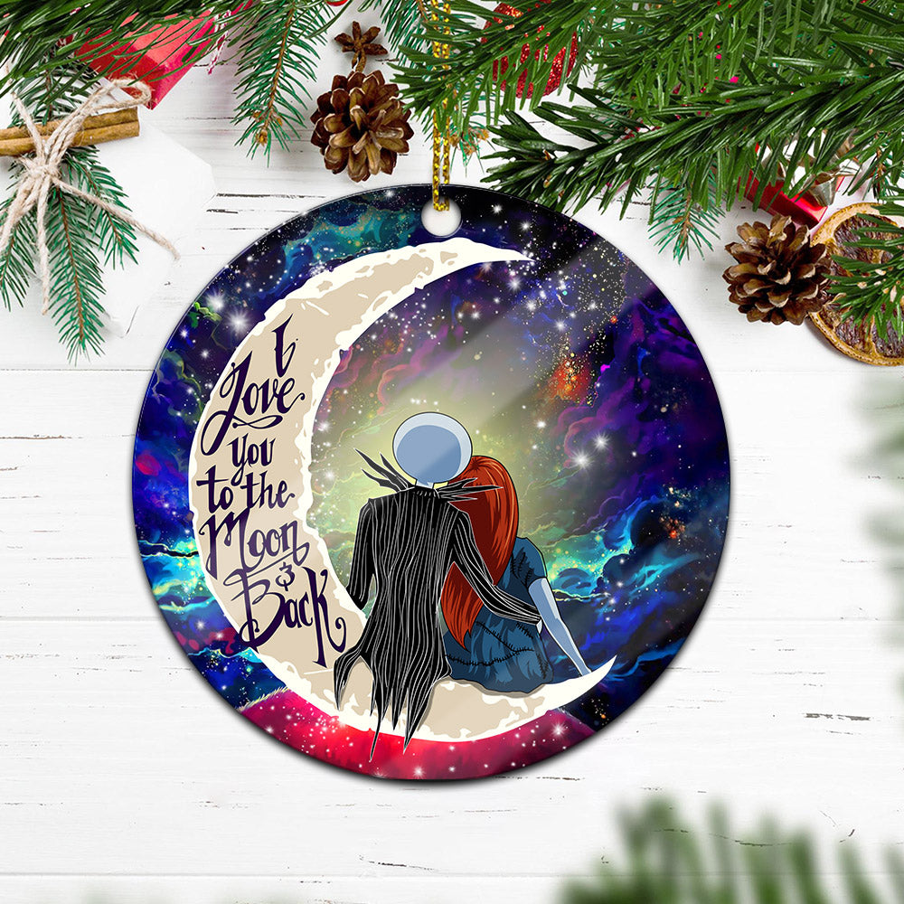 Jack And Sally Nightmare Before Christmas Love You To The Moon Galaxy Mica Circle Ornament Perfect Gift For Holiday Nearkii