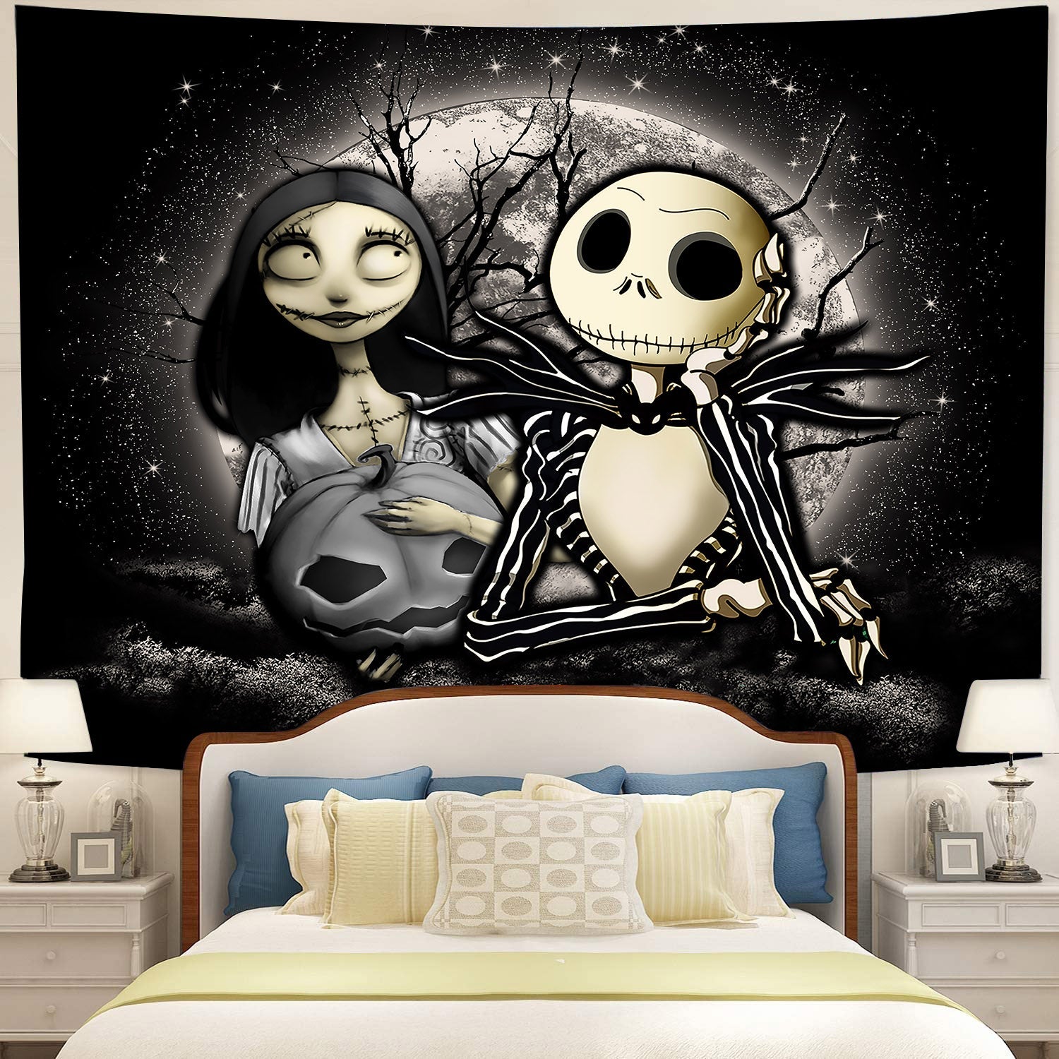 Jack And Sally Nightmare Before Christmas Moonlight Tapestry Room Decor Nearkii