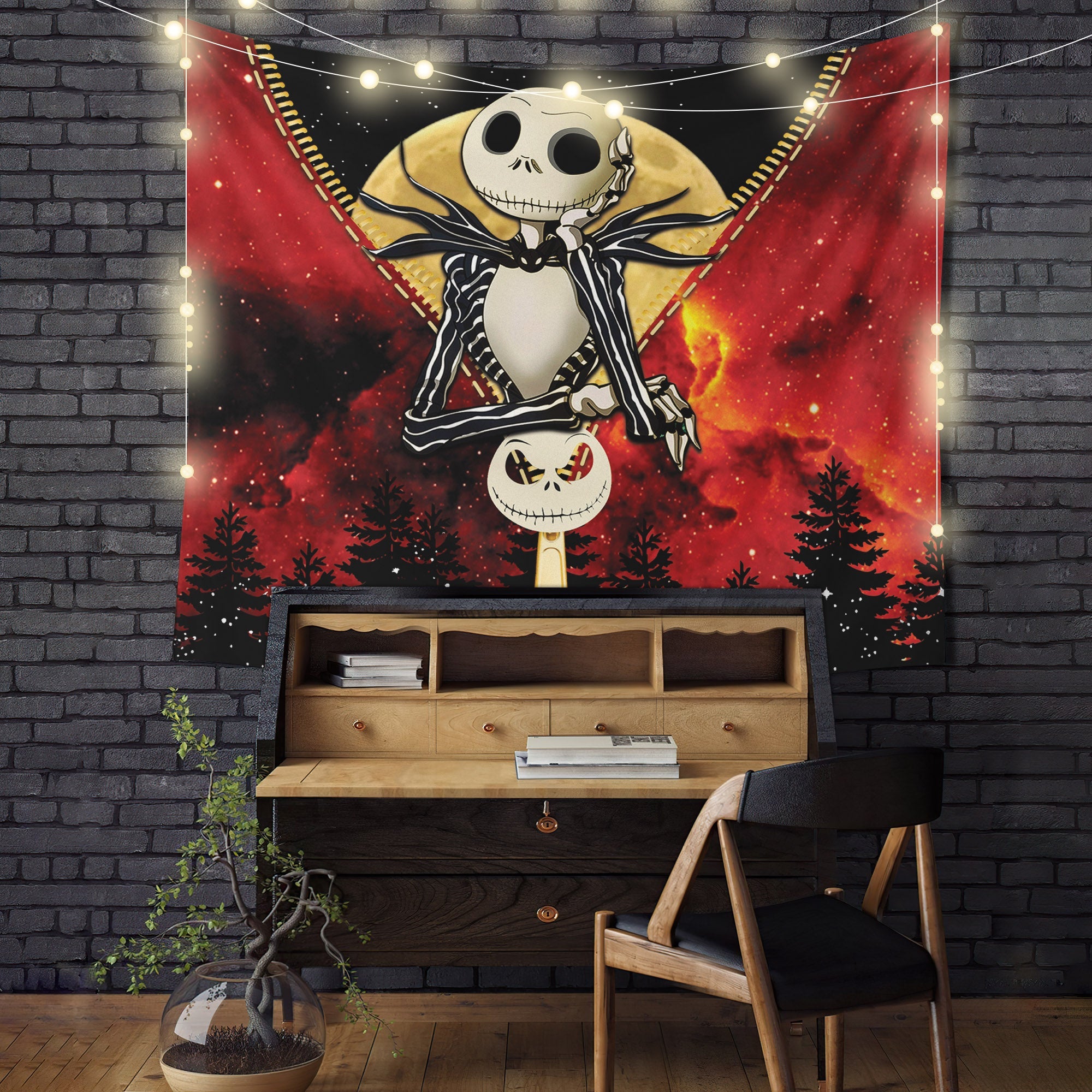 Jack Nightmare Before Christmas Moon Zipper Tapestry Room Decor Nearkii