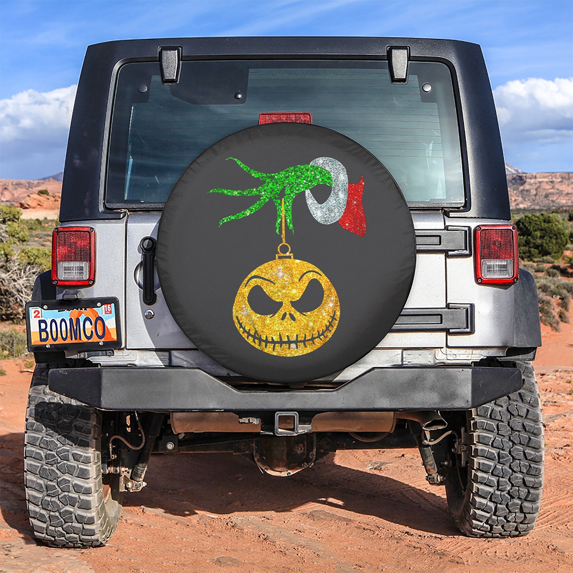 Jack Skellington Grinch Bling Bling Car Spare Tire Covers Gift For Campers Nearkii