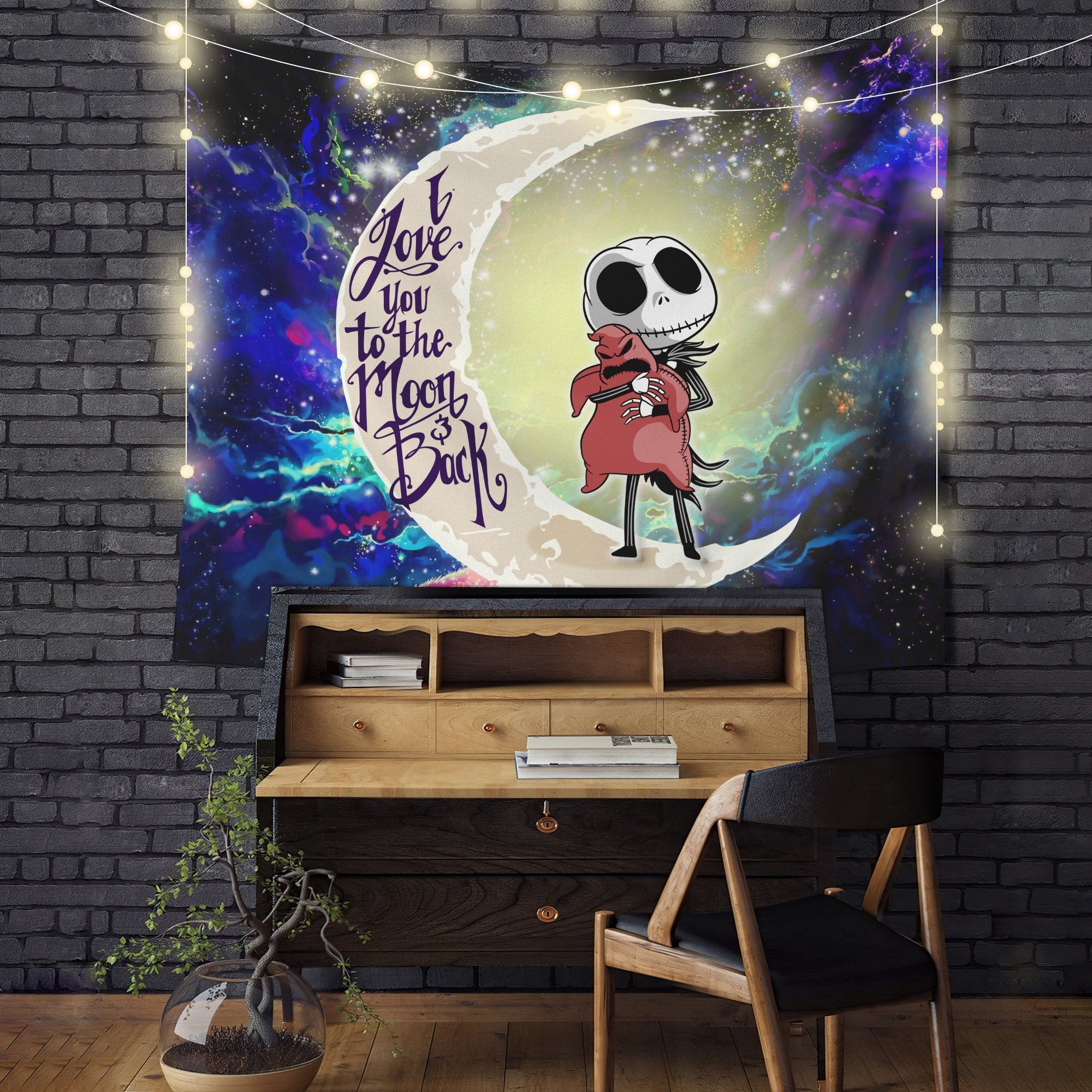 Jack Skellington Nightmare Before Christmas Moon And Back Galaxy Tapestry Room Decor Nearkii