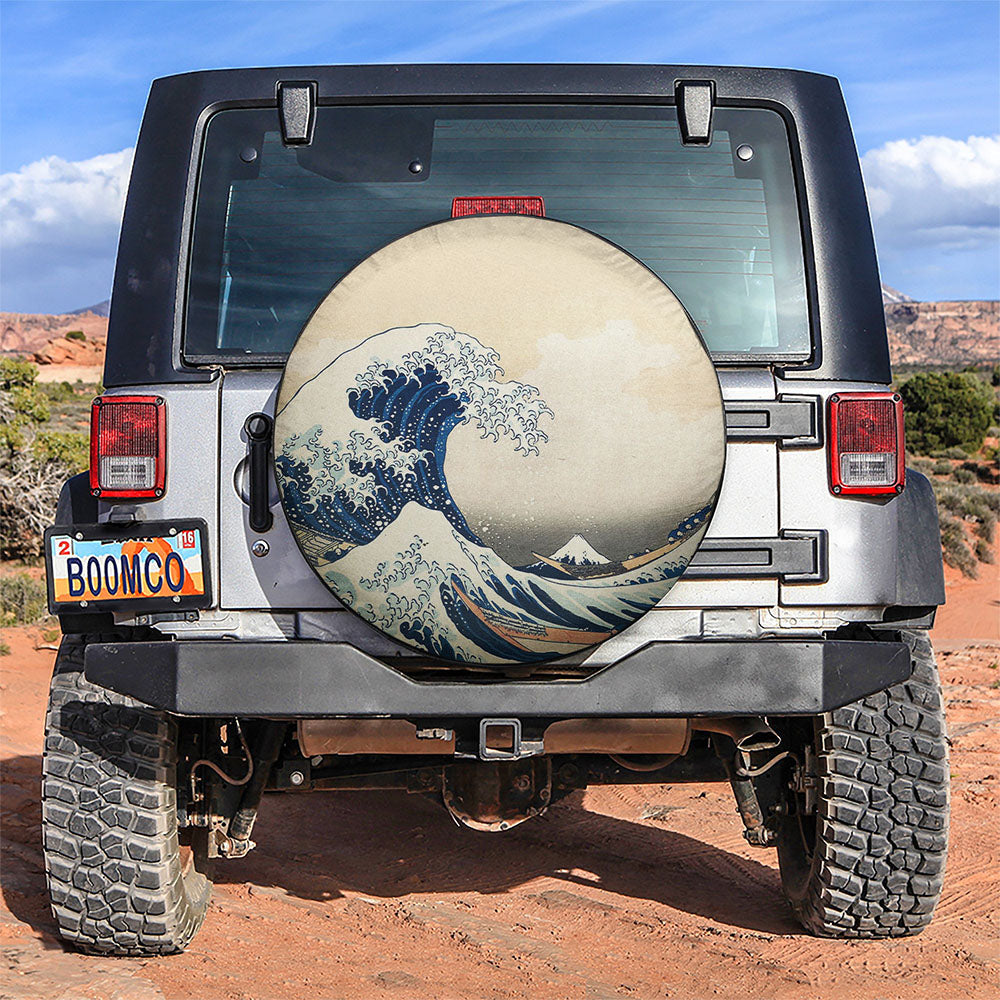 Japenese Tsunami Car Spare Tire Cover Gift For Campers Nearkii