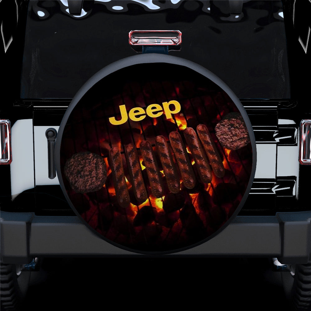 Jeep BBQ Hot Fire Car Spare Tire Covers Gift For Campers Nearkii