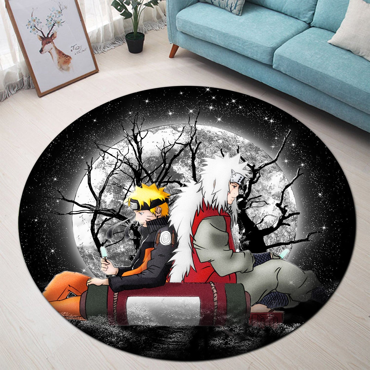 Jiraya Naruto Moonlight Round Carpet Rug Bedroom Livingroom Home Decor Nearkii