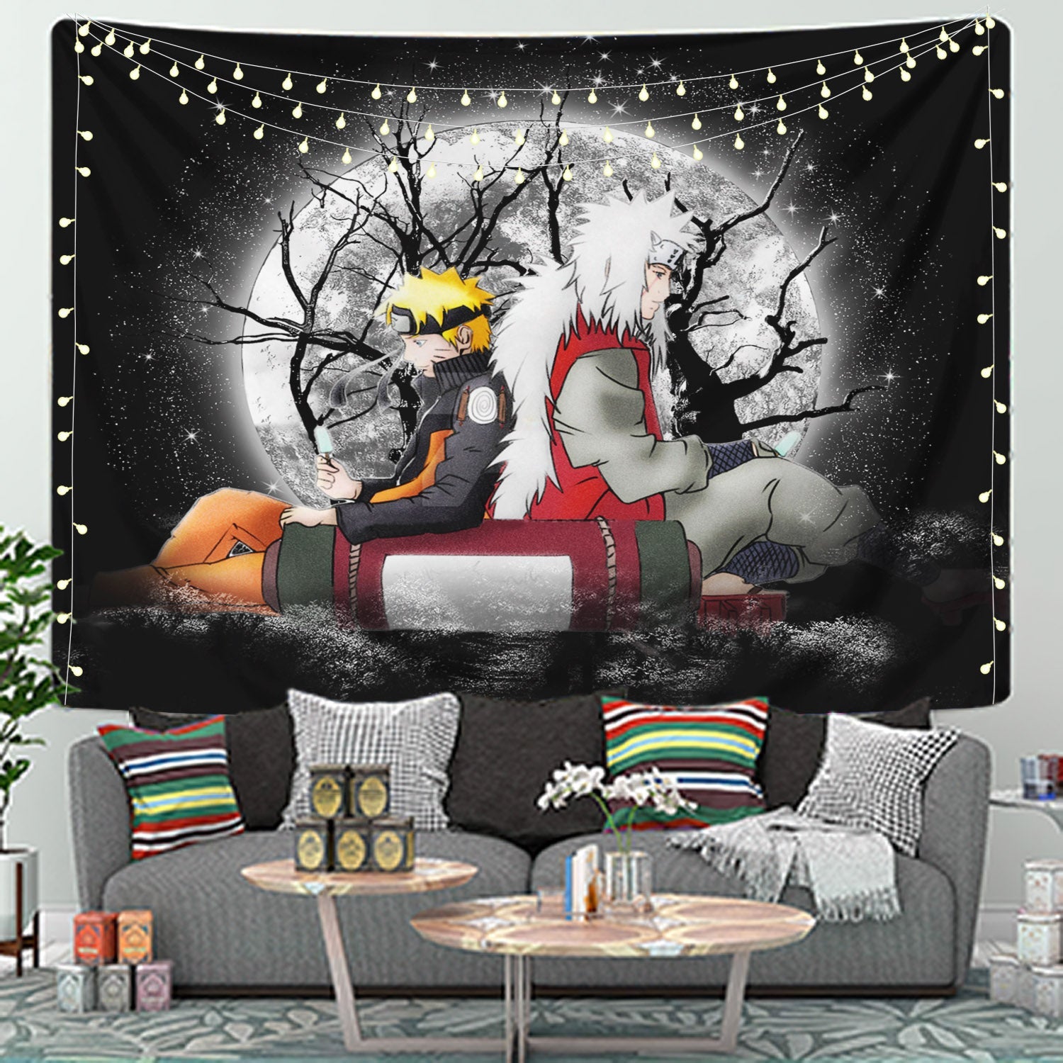 Jiraiya Naruto Moonlight Tapestry Room Decor Nearkii