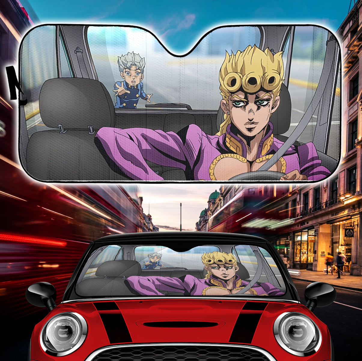 JoJo's Bizarre Adventure Golden Wind Car Auto Sunshades Nearkii