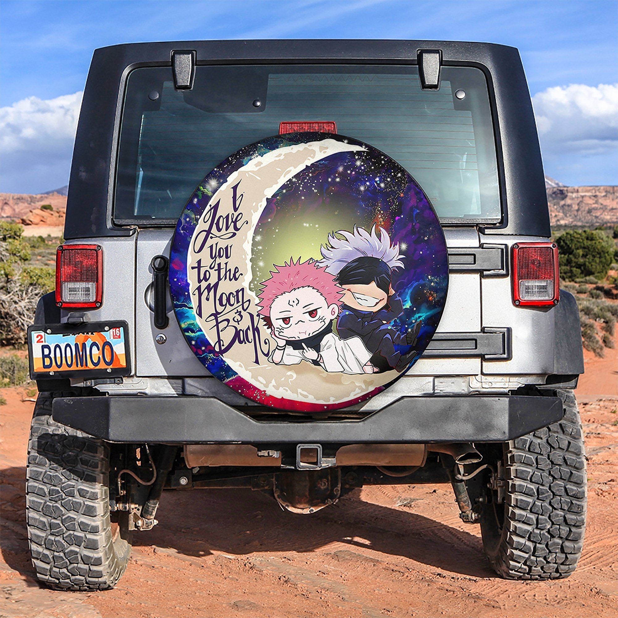 Jujutsu Kaisen Gojo Sukuna Chibi Anime Love You To The Moon Galaxy Spare Tire Covers Gift For Campers Nearkii