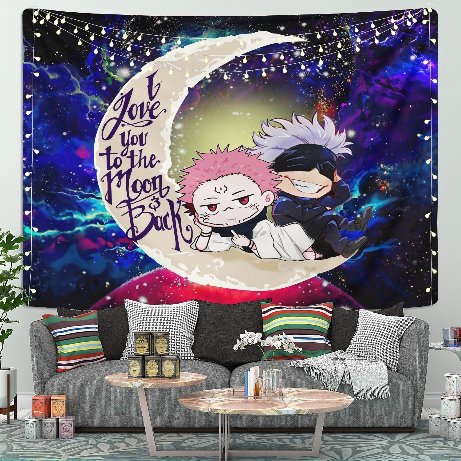 Jujutsu Kaisen Gojo Sukuna 1 Love You To The Moon Galaxy Tapestry Room Decor Nearkii