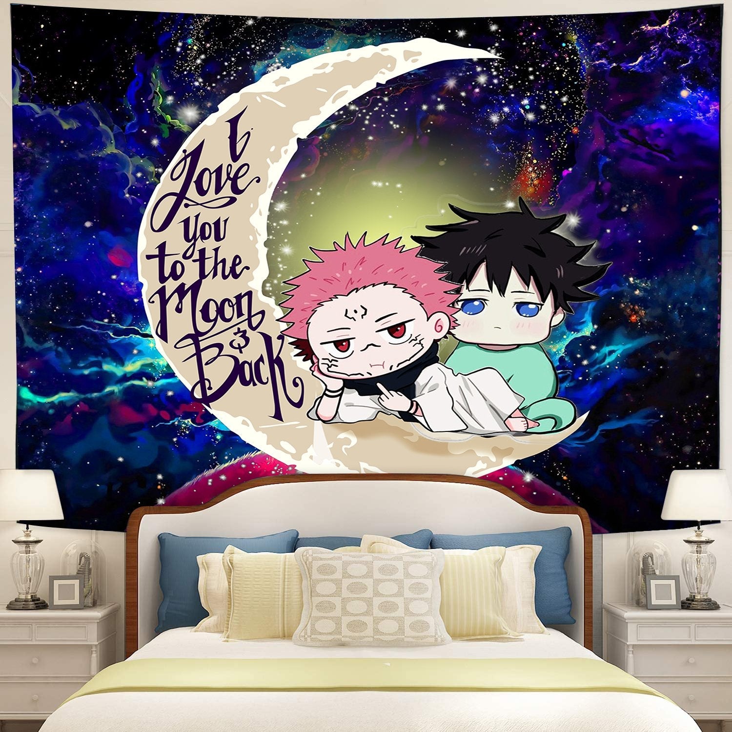 Jujutsu Kaisen Gojo Sukuna Love You To The Moon Galaxy Tapestry Room Decor Nearkii