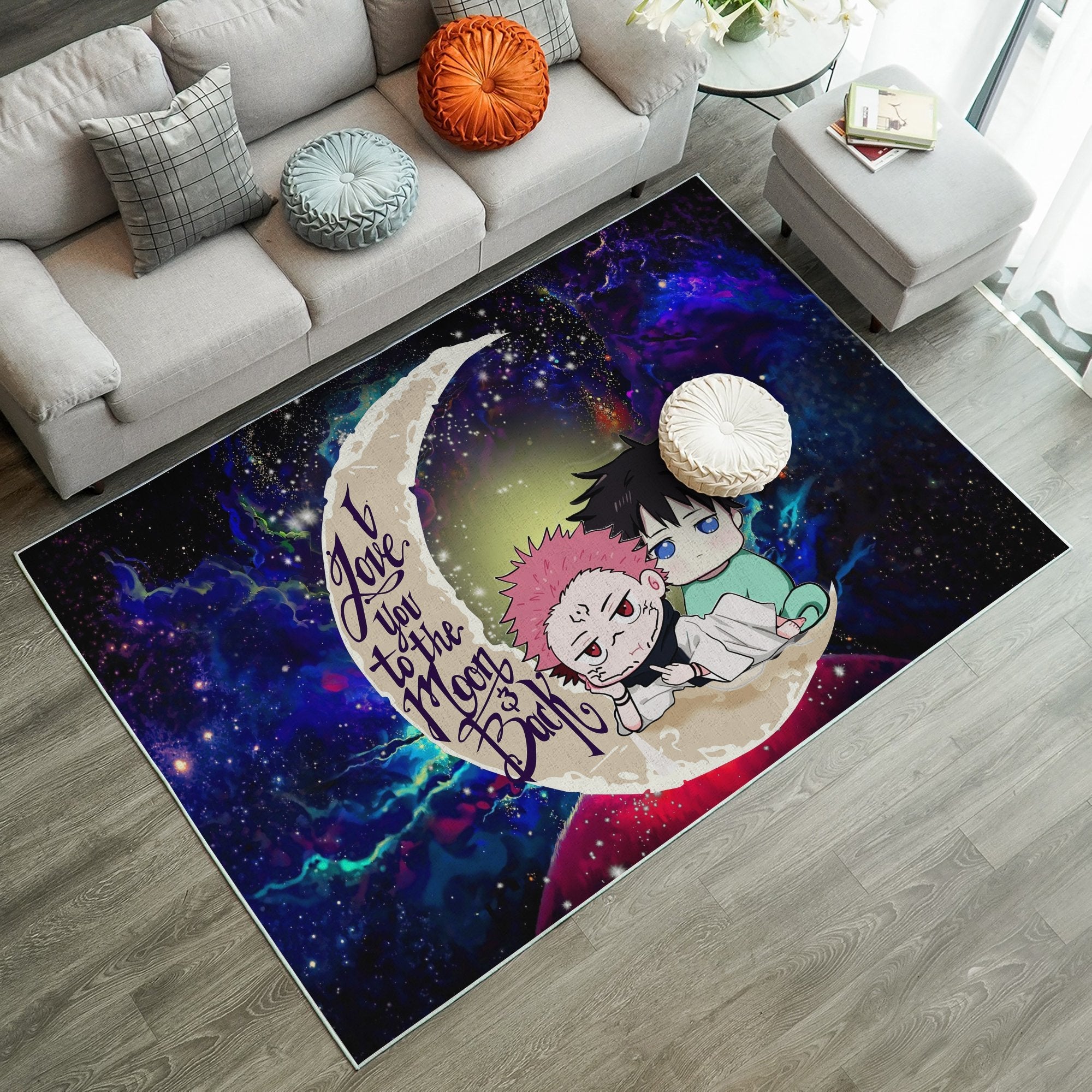 Jujutsu Kaisen Gojo Sukuna Love You To The Moon Galaxy Carpet Rug Home Room Decor Nearkii