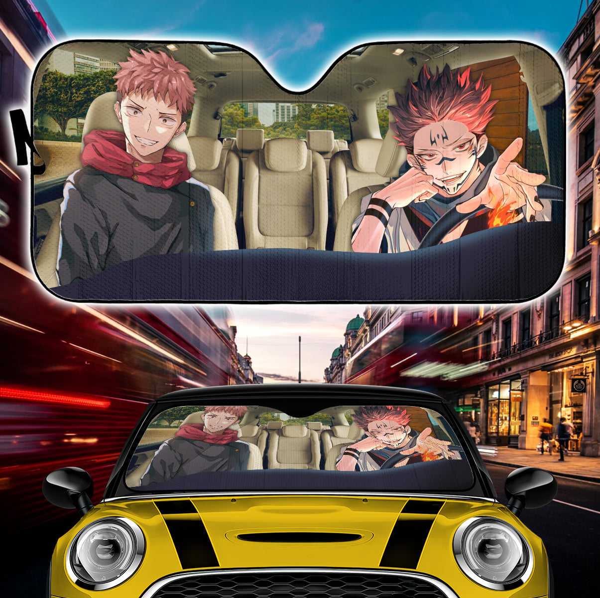 Jujutsu Kaisen Yuji And Sukuna Car Auto Sunshades Nearkii