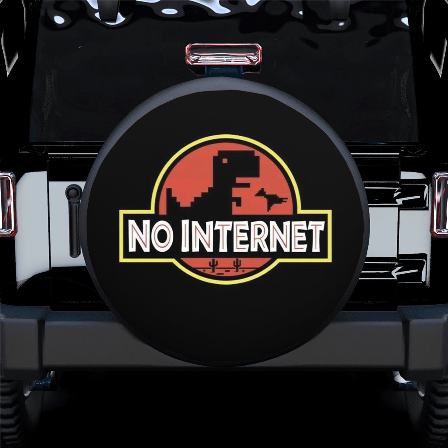 Jurasic Dinosaur Funny No Internet Spare Tire Covers Gift For Campers Nearkii